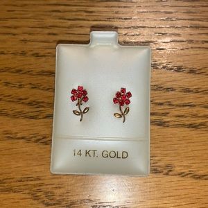 14K Gold Flower Earrings